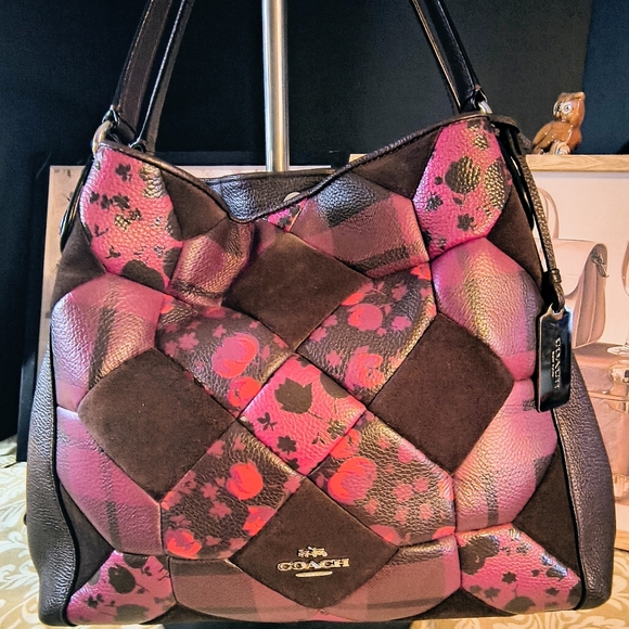 Coach Handbags - Coach Canyon Quilt Edie 31 Purple Oxblood Mixed Leathers G1592-3619 Like New